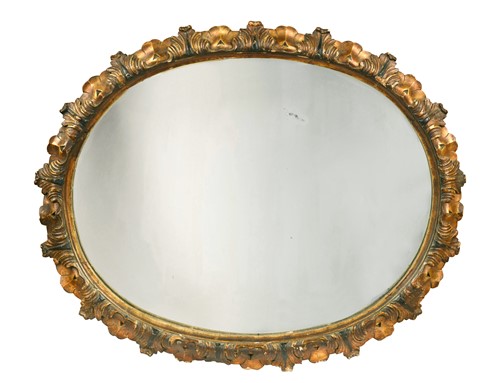 Lot 530 - A carved and gilded overmantle mirror, 19th century