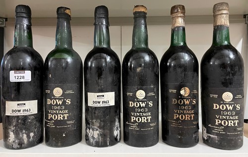 Lot 1228 - Dow's vintage port 1963, 6 bottles, English...