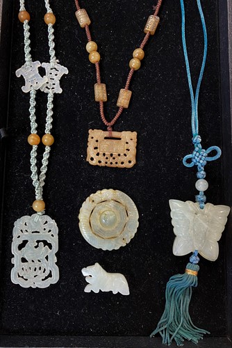 Lot 397 - A collection of Chinese jade/ Jadeite...