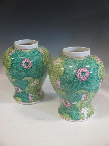 Lot 45 - A Pair of Chinese famille rose baluster vases,...
