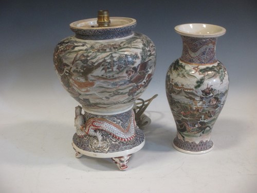 Lot 32 - Two Japanese Meiji period satsuma vases...