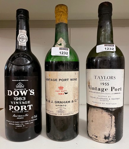 Lot 1232 - Vintage ports. Graham's 1963 and Taylor's 1955,...
