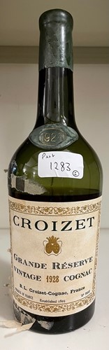 Lot 1283 - Croizet Grand Reserve cognac 1928, with dated...
