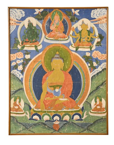 Lot 124 - Three Thangkas, 19th century and later