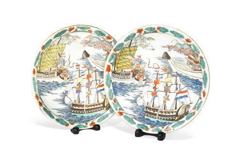 Lot 437 - A pair of French porcelain plates, probably Sampson