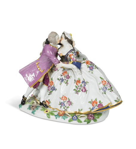 Lot 436 - A Meissen figural group of a courting couple, late19th/early 20th century