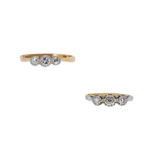 Lot 184 - Two diamond three stone rings