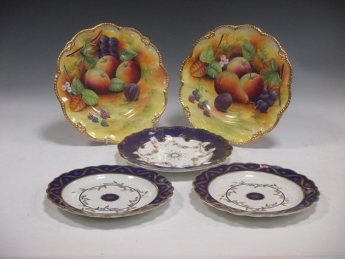 Lot 22 - Two Worcester plates, circa 1795; two fruit...