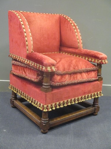 Lot 577 - An 18th century style oak armchair on turned...