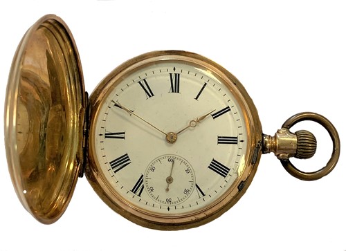 Lot 294 - Grosjean Frères - A Swiss 14ct gold full hunter pocket watch