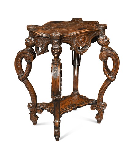 Lot 464 - A French walnut two tier gueridon