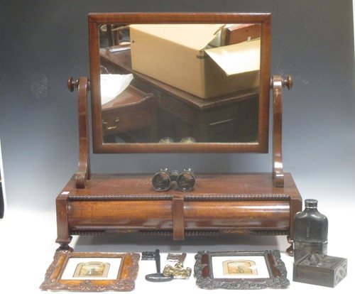 Lot 157 - A William IV mahogany toilet mirror; together...