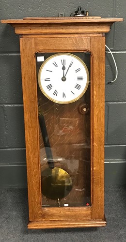 Lot 237 - Van der Plancke master clock, oak cased, white...