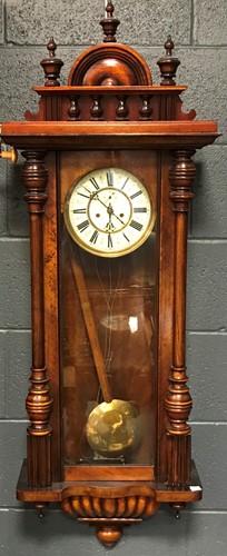 Lot 242 - A 19th century walnut case twin weight Vienna...