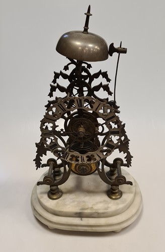 Lot 252 - A 19th century skeleton clock, typical shape...