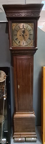 Lot 291 - An oak 8 day longcase clock, with square brass...