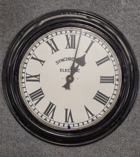 Lot 322 - Three Synchronome clocks: enamelled dial slave...