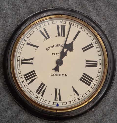 Lot 323 - Three Sychronome slave clocks: 30cm dial with...