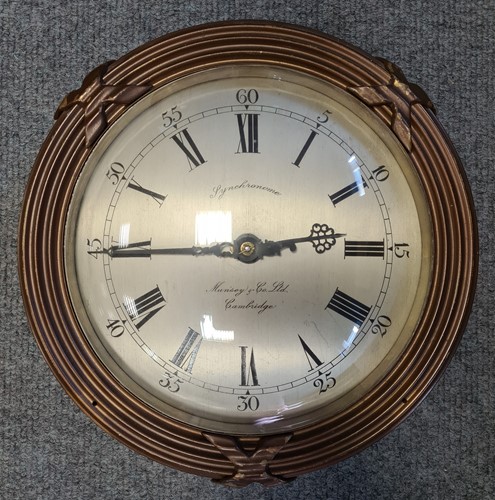 Lot 336 - Bronzed metal case Synchronome slave clock...