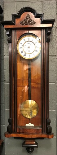 Lot 363 - A 19th century walnut Vienna timepiece, with...