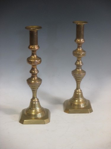 Lot 112 - A pair of brass candlesticks 30cm high (2)