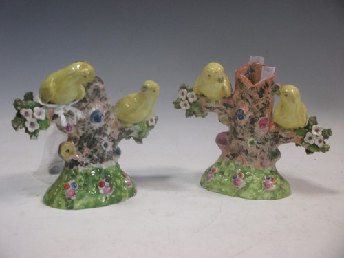 Lot 88 - A pair of Stafforshire spill vases, set with a...