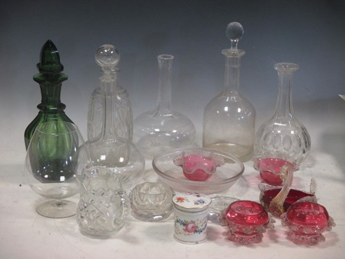 Lot 107 - A quantity of misc glassware and decanters etc,...