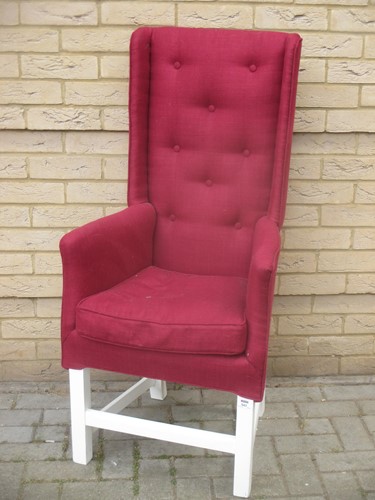 Lot 543 - A modern slender high back wing armchair, 115...
