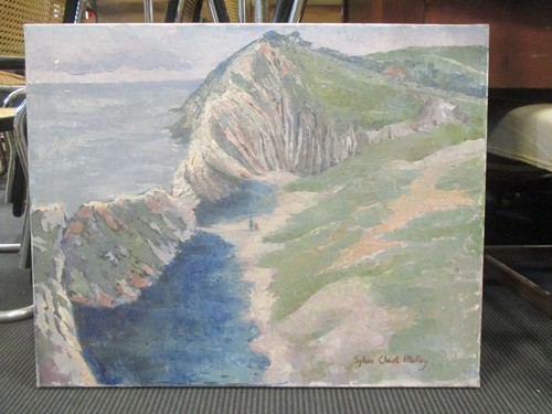 Lot 510 - Sylvie Clark Molloy, Sea cliff, Oil on canvas,...