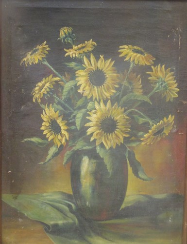 Lot 523 - F. Hartman Still life of Sun Flowers in a vase...
