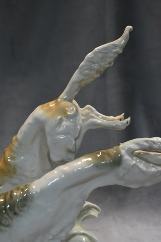 Lot 75 - Karl Tutter for Hutschenreuther, a brace of running Borzoi