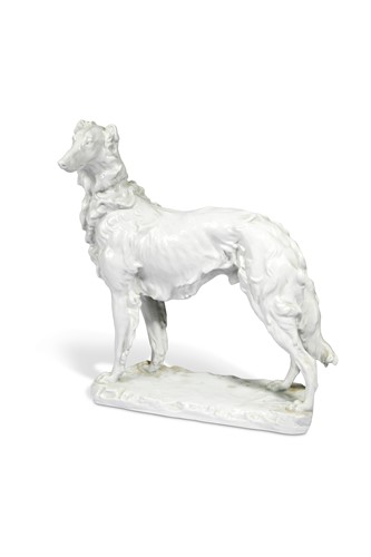 Lot 79 - Gyorgy Vastagh (Hungarian, 1834-1922) for Herend, a large blanc de chine model of a Borzoi