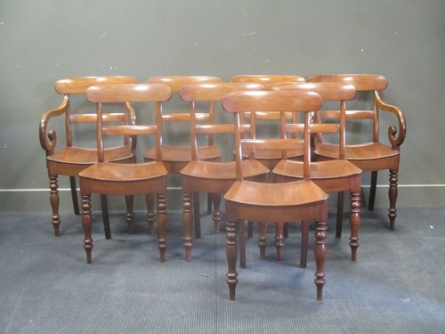Lot 659 - A set of eight (6 + 2) 19th century solid seat...