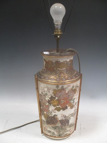 Lot 186 - A Japanese Satsuma vase converted to a lamp...