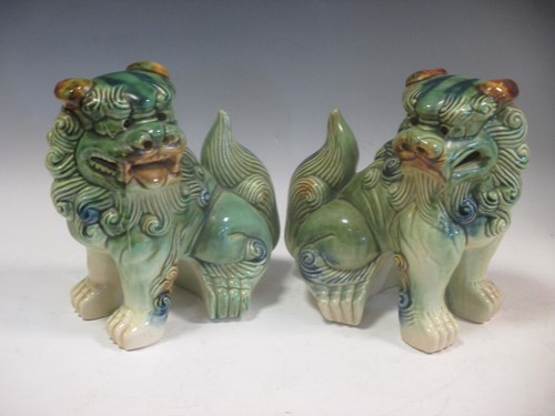Lot 43 - A pair of Chinese dogs of Fo together with a...
