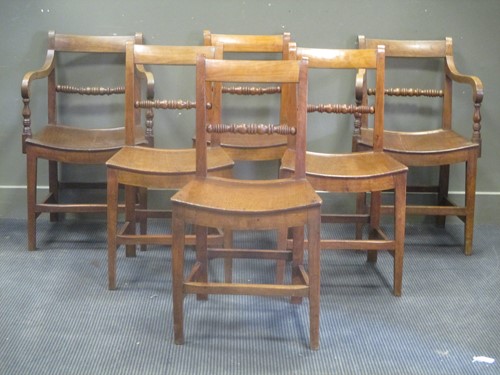 Lot 593 - A set of six early Victorian oak and walnut...