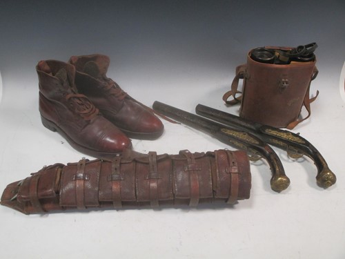 Lot 125 - Two brass inlaid flintlock pistols, together...