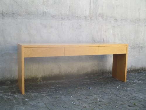 Lot 541 - A modern ash console table with three drawers,...