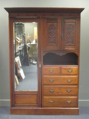 Lot 552 - An Edwardian walnut wardrobe 206 x 146 x 50cm