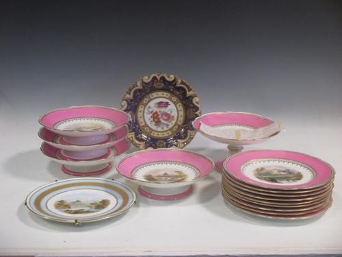 Lot 61 - An English porcelain dessert service, each...