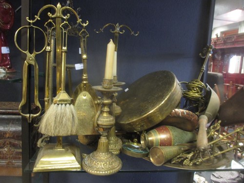 Lot 133 - A pair of late 19th/ early 20th century brass...