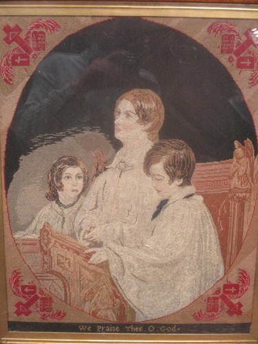 Lot 445 - A 19th century Victorian embroidery in maple...