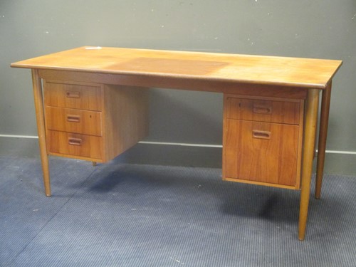Lot 700 - A modern teak finish desk with five drawers...