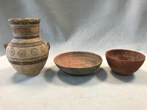 Lot 200 - An ancient Greek painted pottery vase and two...