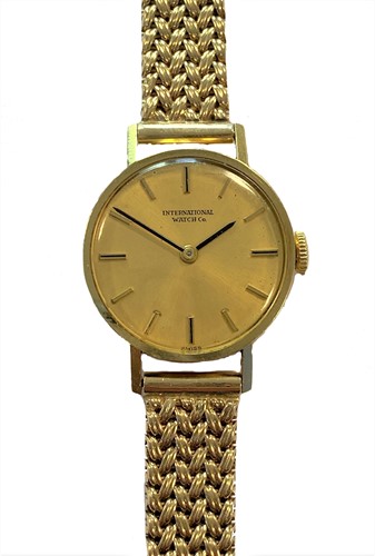 Lot 275 - IWC - A lady's 18ct gold wristwatch on a later 9ct gold bracelet