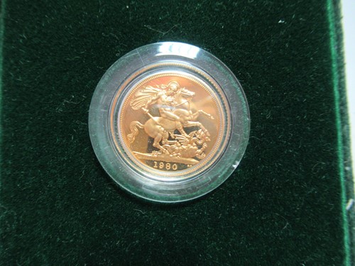 Lot 269 - A 1980 proof full sovereign, capsuled and cased