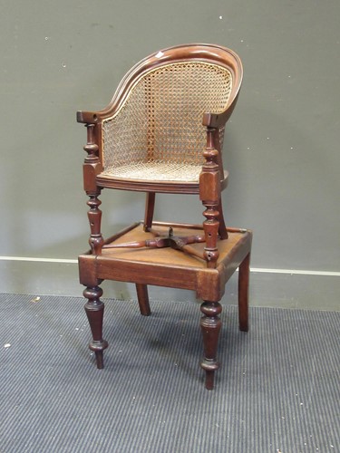 Lot 491 - A 19th century mahogany child's bergere high...