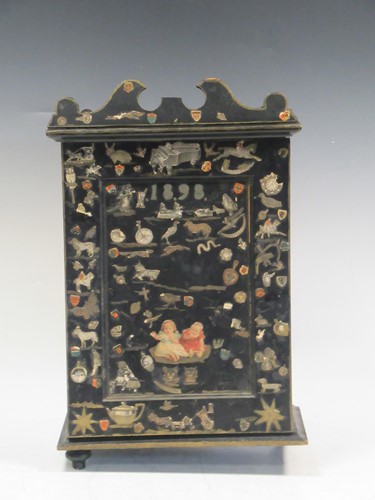 Lot 116 - A miniature painted dolls' wardrobe 37cm high