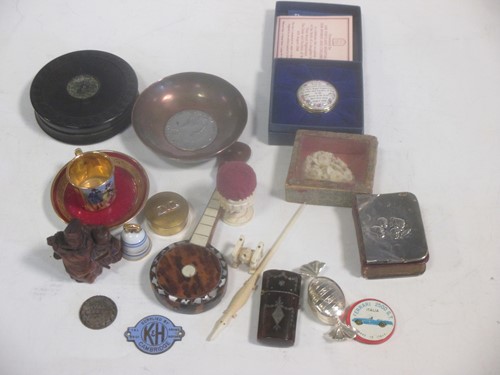 Lot 41 - A model silver 'sweet' shape box, two...