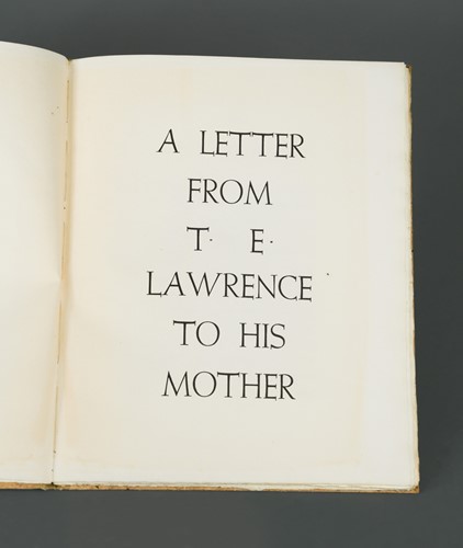 Lot 322 - CORVINUS PRESS. LAWRENCE (T E) A Letter from T....